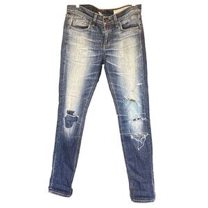 Rag & Bone The Dre Low Rise Stretch Destroyed Blue Jeans Women’s Size 25